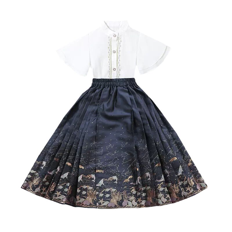 女童春秋马面裙汉服套装古装唐装