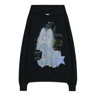 TYPESERVICE韩国代购2025秋季新款明星补丁兔连帽衫短外套卫衣女