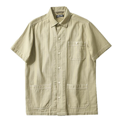 男士棉质水洗百搭通勤短袖衬衣