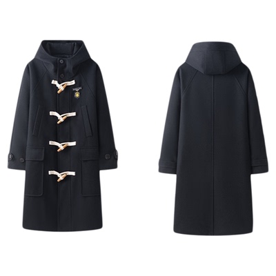 东京岁时记秋冬新款黑色毛呢大衣