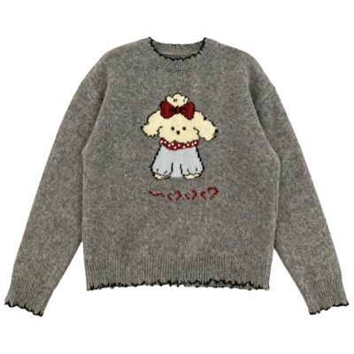 秋冬新款2025针织衫短款卡通内搭上衣圆领女宽松套头韩系加厚毛衣