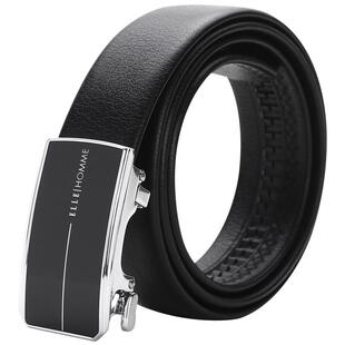 elle homme皮带男士真皮头层牛皮内扣腰带商务休闲自动扣青年裤带