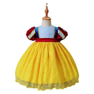 春夏迪士尼丝绒白雪公主长款洛丽塔连衣裙女童西班牙宝宝生日礼服