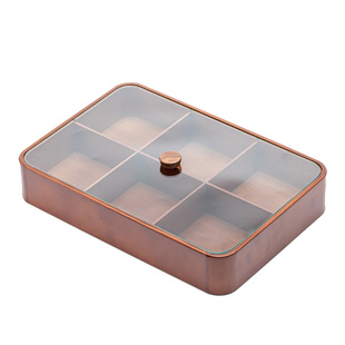 清山胡同复古竹制分格果盘茶点盘带盖防潮家用中式陶瓷点心零食盘