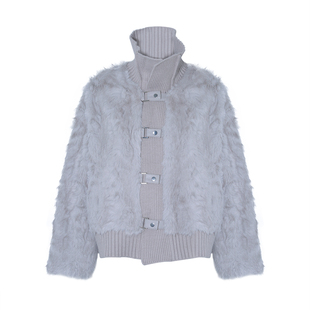 针织托卡懒慵风开衫皮毛一体女年轻皮草毛毛保暖外套2025新款洋气