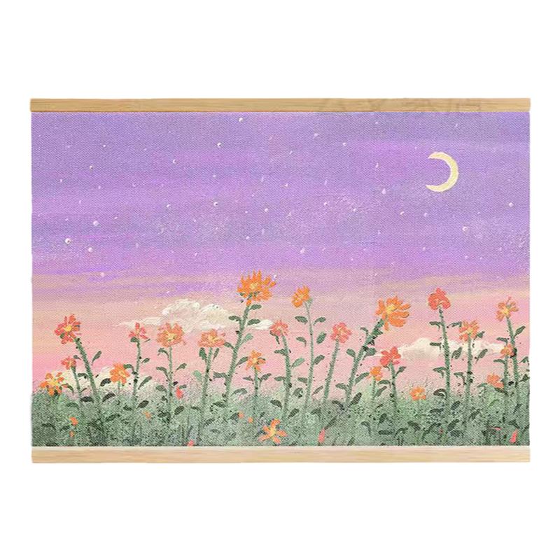 治愈风景油画卷轴挂画免打孔