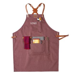 高级咖啡师专用牛仔围裙logo订制餐饮女时尚帆布背带美发工作服男