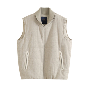 PLUS CRASH2025秋冬肌理感羊毛混纺青果领老钱风男女夹棉保暖马甲