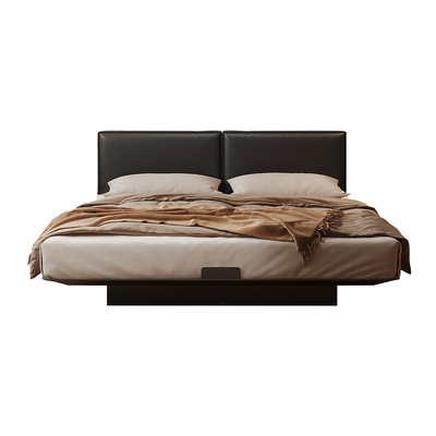 AcrCoi北欧头层牛皮储物箱体床