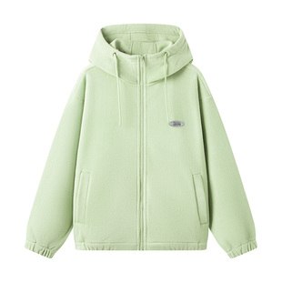 森马摇粒绒外套男连帽2024冬季新款男士加绒开衫拉链夹克运动卫衣