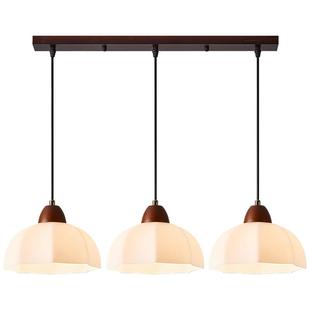 箭牌木艺餐厅灯中古风胡桃木色餐吊灯设计师创意饭厅餐桌吧台灯具