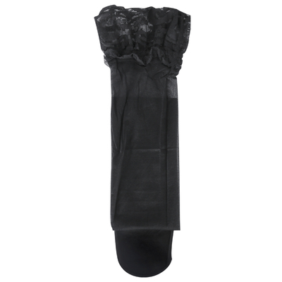 小红娘撞色油亮长筒袜女红边黑丝