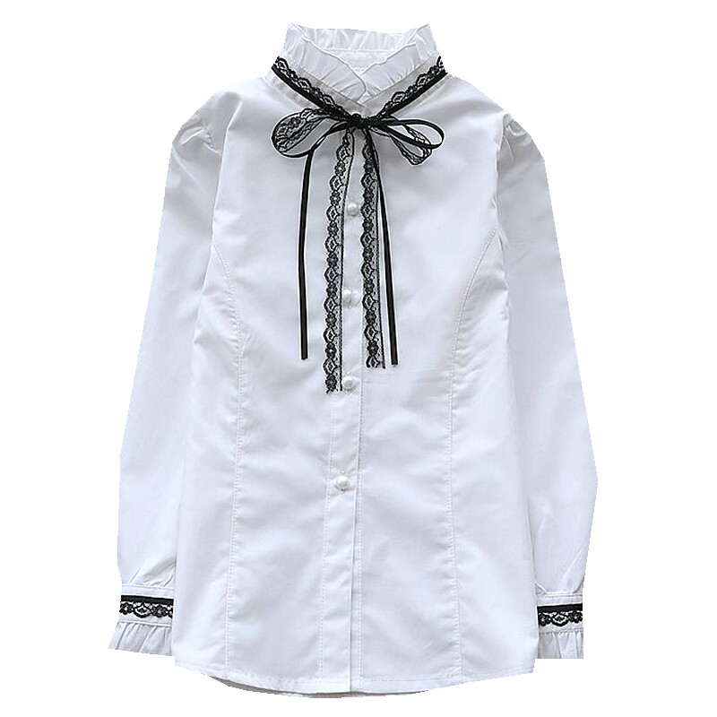 中大童立领白色演出校服打底衫