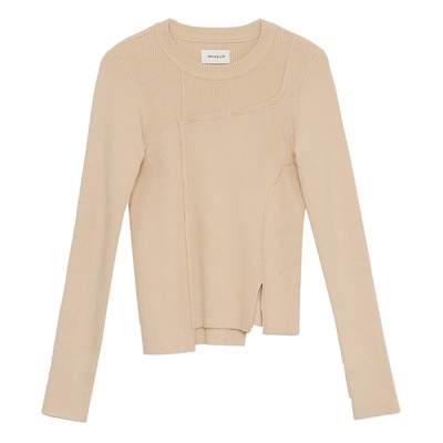 秋季设计师拼接短款毛衣