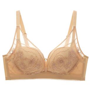 依曼丽品牌专柜正品内衣女小胸聚拢收副乳无钢圈性感红色刺绣文胸