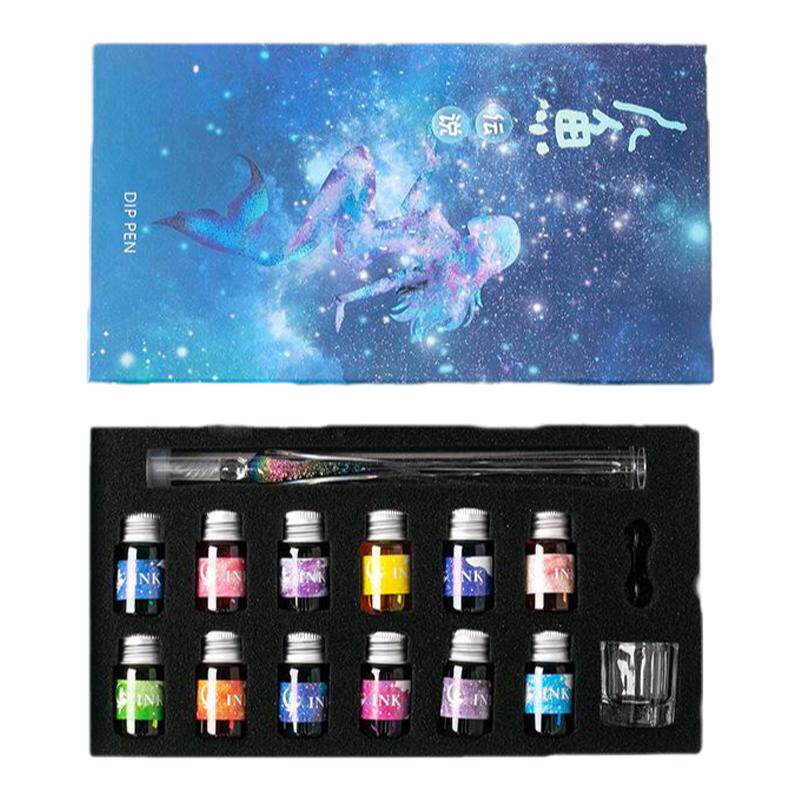 玻璃笔套装古风水晶手工沾水钢笔学生用网红礼盒12星座玻璃蘸水笔