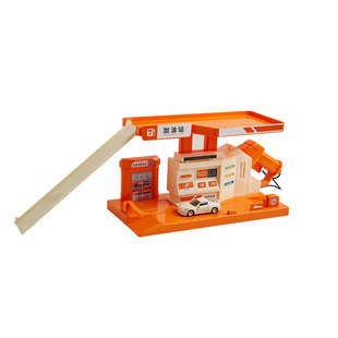 仿真儿童电动加油站枪合金汽车模型男孩过家家停车场情景玩具套装