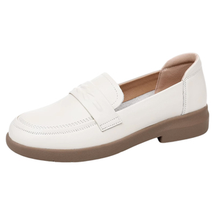 乐福鞋女真皮软底头层牛皮大码女鞋子通勤英伦百搭小皮鞋春秋单鞋