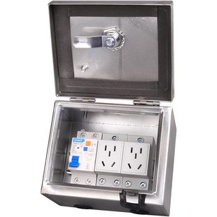 CHAV不锈钢户外防雨水全包插座盒漏电保护电动车充电箱室外小电箱