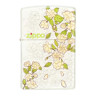 ZIPPO打火机春绘茉莉与君莫离官方镀银彩绘防风情人节送男友礼物