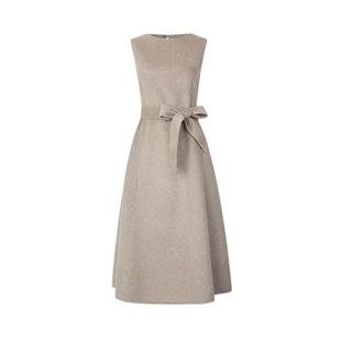 sdeer圣迪奥冬装女装OL风圆领收腰毛呢无袖连衣裙S244Z1203