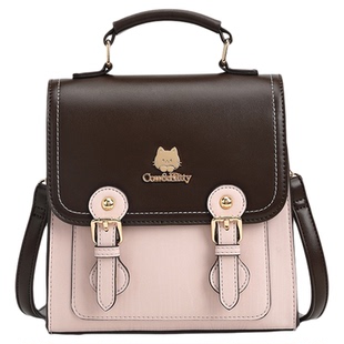 官网正品Cow&Kitty2026新款甜美学院风拼接撞色双肩包女小众背包