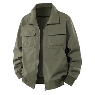 啄木鸟男士春秋季外套潮流多口袋工装翻领夹克宽松美式休闲上衣