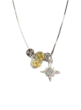 白日萌黄水晶星星925银锁骨链