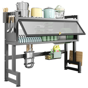 厨房水槽置物架台面洗碗槽沥水架水池晾碗盘收纳防尘多功能碗碟柜