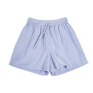 马登水手蓝白色竖条纹短裤纯棉休闲衬衫海岛度假风衬衣套装春夏女