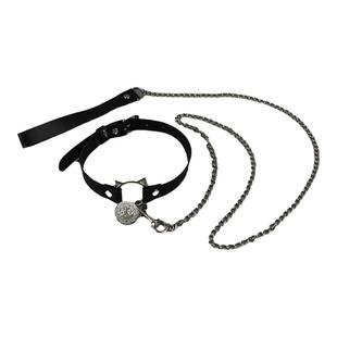 猫铃铛项圈女颈带链子锁骨链牵引绳颈环项链K9choker颈链男m情侣