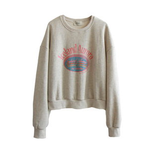 韩国东大门秋冬季新款减龄复古圆领加绒卫衣百搭短款上衣女宽松