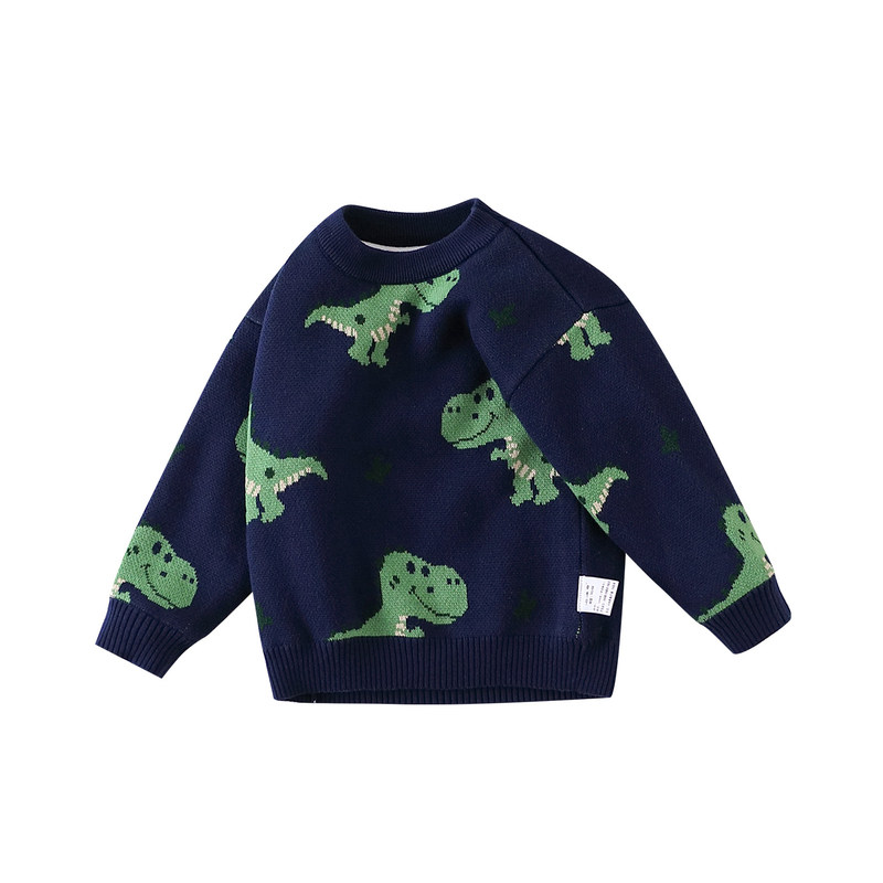 男童加绒毛衣秋冬装套头毛衫上衣儿童外穿长袖针织衫小童宝宝衣服