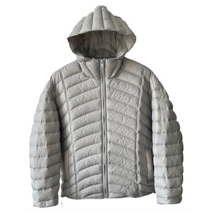 INKNOTS美式复古鱼骨羽绒服90鸭绒棉衣简约廓形短宽轻薄连帽外套