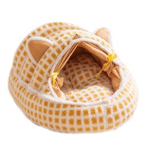 猫窝冬季保暖封闭式加热安全寒冬猫房子猫咪睡垫加厚四季狗窝帐篷