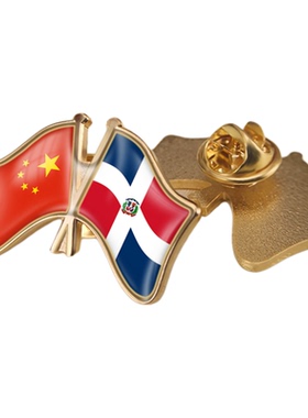 中国和多米尼加共和国双旗帜交叉旗帜友谊旗帜徽章胸章高档配饰