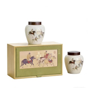 竹质高档绿茶礼盒包装盒碧螺春龙井南京雨花茶陶瓷罐茶叶盒空盒