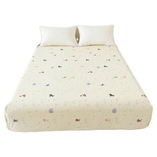 小狗心愿 奶油风原创可爱全棉床单床笠单件被单100棉奶黄可爱星星