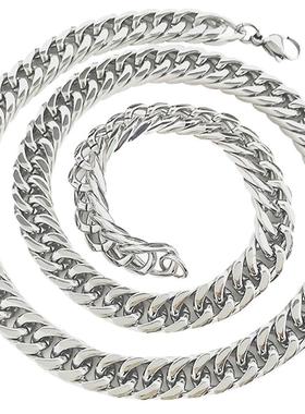 圣骑士钛钢龙骨白金色男项链