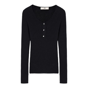 【商场同款】HPLY荷比俪2026春新款绵羊毛简约圆领修身长袖羊毛衫