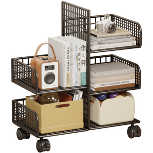 可移动桌边书架书桌侧边书本收纳书包架带轮客厅简易零食柜文件架