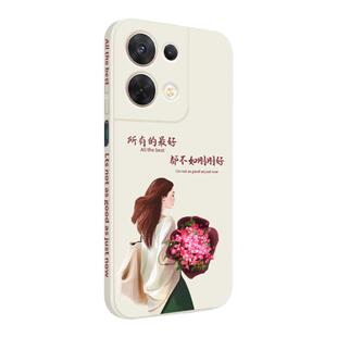 适用opporeno8pro十手机壳新款reno8pro+液态硅胶保护套opporeno8轻奢时尚创意伤感文字风PGAM10女款全包防摔