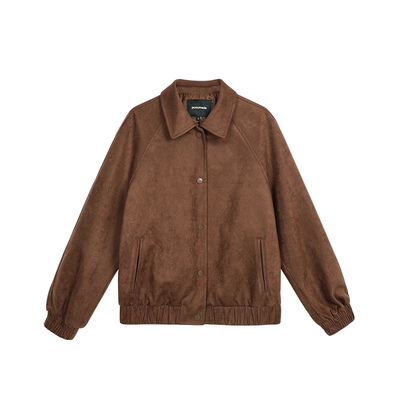 pusumede【现货6.5折】复古翻领休闲夹克女宽松保暖内里夹棉外套