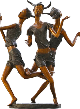 马兰花玻璃钢仿铜人物雕塑户外