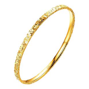 爆闪碎冰冰黄金手镯金包银女款古法传承实心手环时尚镯子生日礼物