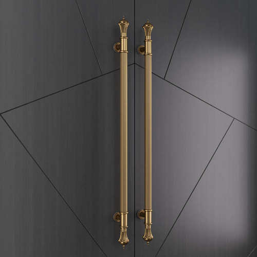 高档欧式玻璃门拉手轻奢不锈钢大门把手仿古铜酒店包厢推拉门拉手