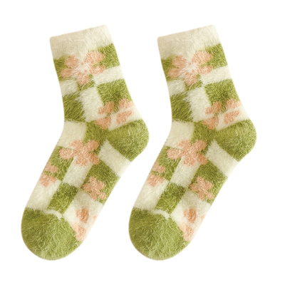 冬季水貂绒厚袜子女保暖睡眠袜