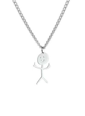 新款热销趣味个性卡通涂鸦火柴人可爱男女情侣可爱潮流不锈钢项链