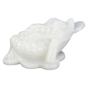 天然白玉金蟾摆件玉石三足蟾蜍招财镇宅店铺开业收银台风水吉祥物
