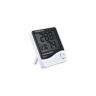 包邮HTC电子温湿计带线探头室内外婴儿时钟闹钟双温度带吸盘